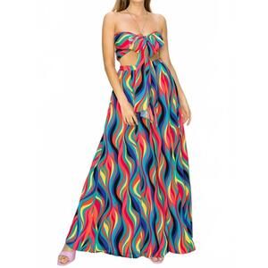 NEW FIESTAR duchess tube top and palazzo pants set in multi